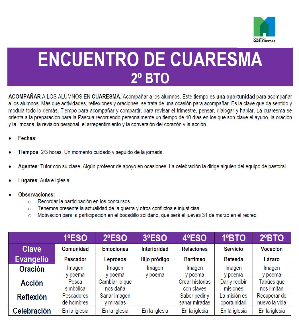 Encuentro 2ºBTO Vocación | En Cuaresma