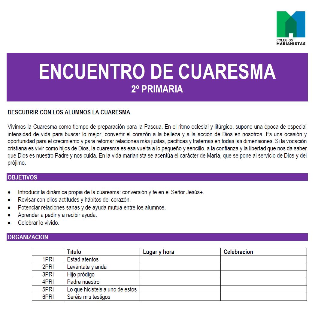 Encuentro 2ºPRI Levántate y anda | En Cuaresma