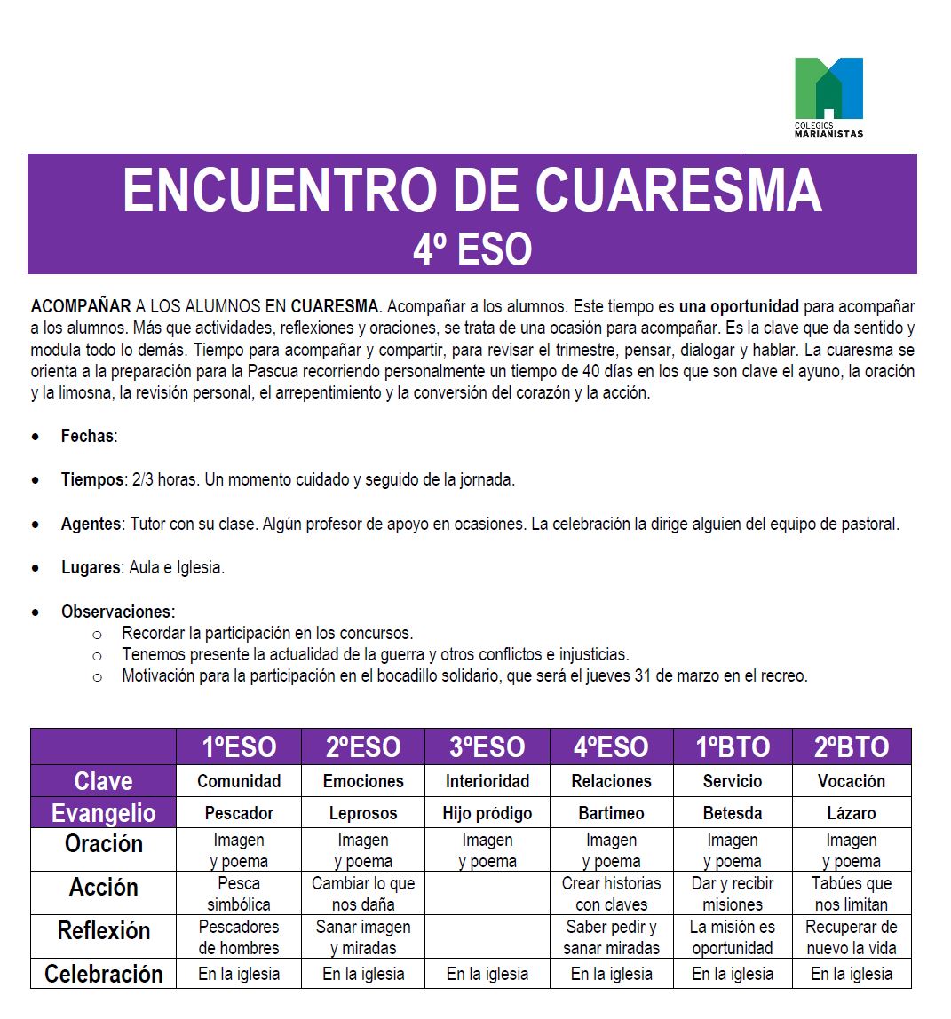 Encuentro 4ºESO Relaciones | En Cuaresma