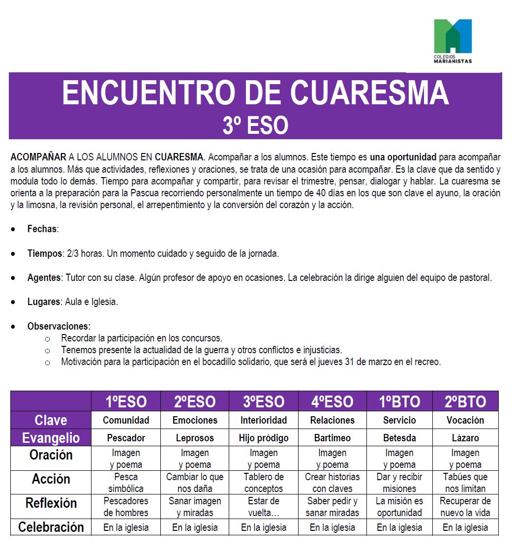 Encuentro 3ºESO Interioridad | En Cuaresma