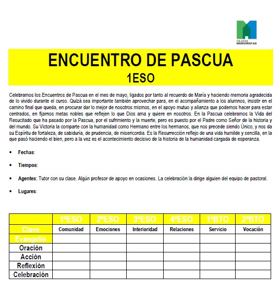Encuentro 1ºESO Comunidad | En Pascua
