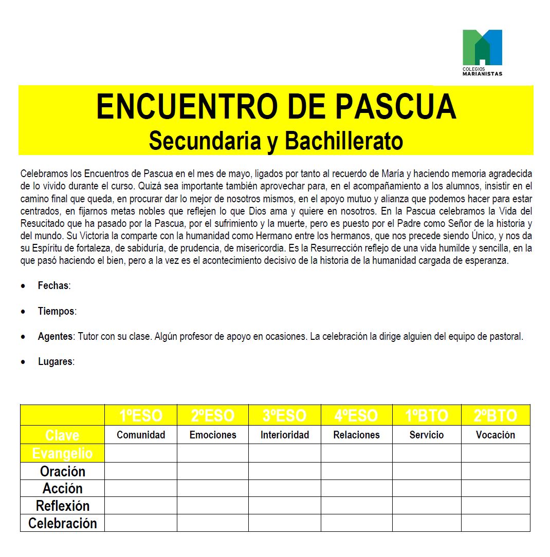 Guion Encuentros Secundario y Bachillerato | En Pascua